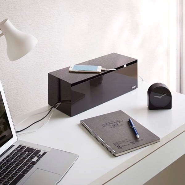 Cutie pentru încărcătoare și cabluri YAMAZAKI Web Cable Box, maro-negru-image-2