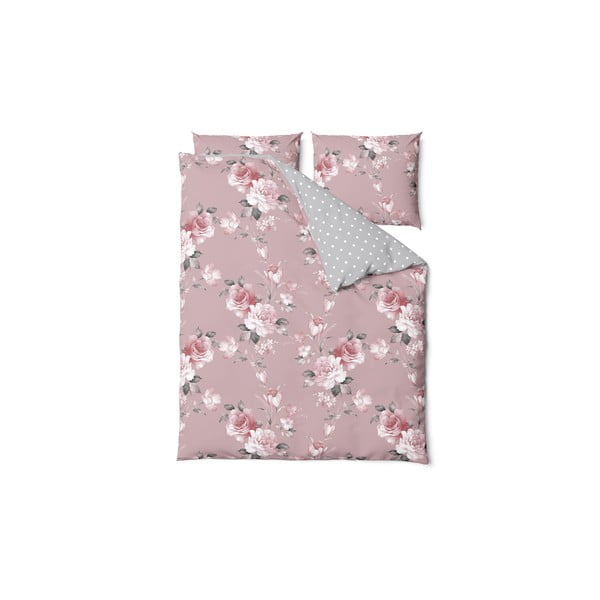 Lenjerie de pat din bumbac pentru pat dublu Bonami Selection Belle, 160 x 220 cm, roz