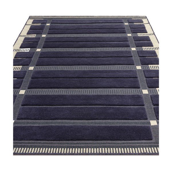 Covor albastru închis/bej țesut manual din lână 120x170 cm – Asiatic Carpets-image-4