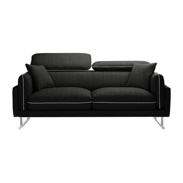 Canapea cu 2 locuri L'Officiel Gigi, negru cu tiv gri