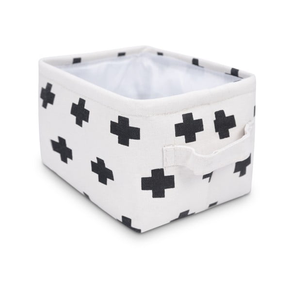 Coș pentru depozitare KICOTI Cross, 20 x 16 cm, negru - alb-image-1
