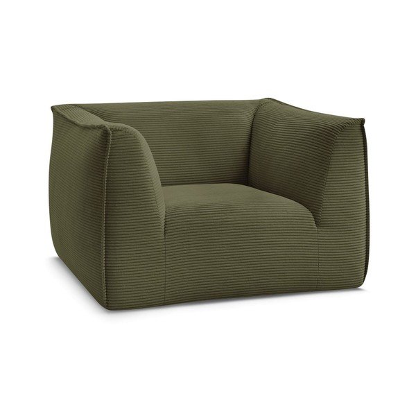 Fotoliu verde cu tapițerie din catifea reiată Giorgia – Bobochic Paris