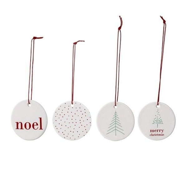 Set 4 decorațiuni suspendate din ceramică pentru Crăciun Bloomingville Noel