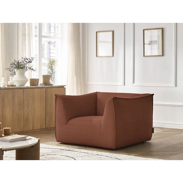 Fotoliu portocaliu cu tapițerie din catifea reiată Giorgia – Bobochic Paris-image-1