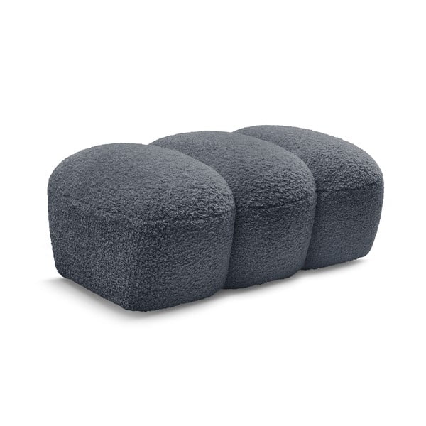 Taburet gri închis cu tapițerie din țesătură bouclé Hippolyte – Bobochic Paris-image-3