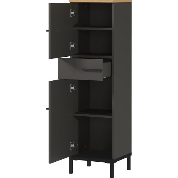 Dulap de baie gri închis în decor stejar 34x123 cm Yonkers - Germania-image-2