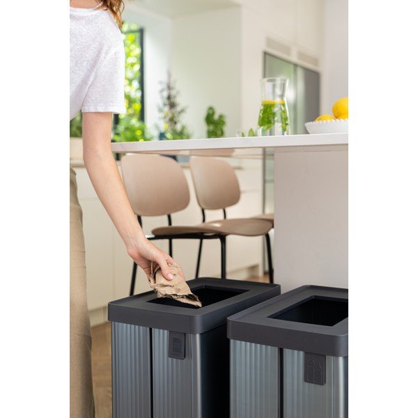 Coș de gunoi gri de reciclat din plastic reciclat 54 l Verto Recycle – Curver-image-4