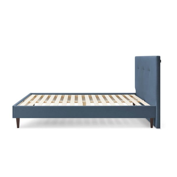 Pat matrimonial 180x200 cm albastru tapițat cu somieră Tory – Bobochic Paris-image-2