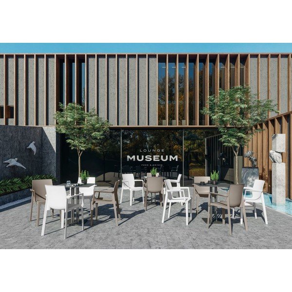 Scaun de grădină gri din plastic Emma - Rojaplast-image-1