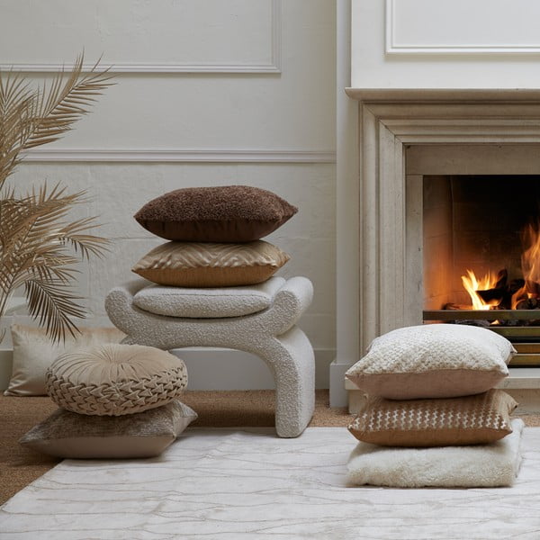 Taburet crem cu tapițerie din stofă bouclé Nafya – Light & Living-image-2