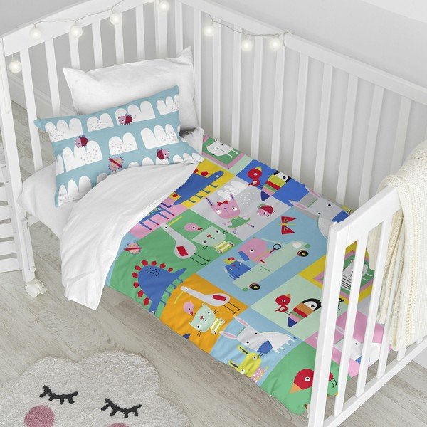 Lenjerie de pat din bumbac pentru copii Moshi Moshi Patchwork, 100 x 120 cm-image-4