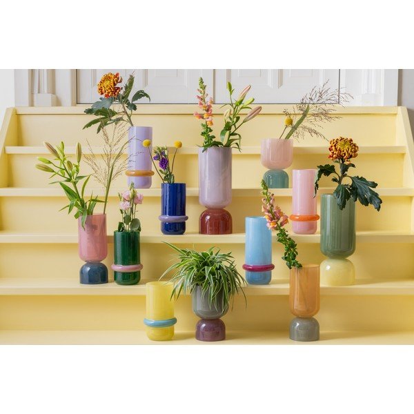 Vază albastru-deschis din sticlă (înălțime 28 cm) Animado Anillo – PT LIVING-image-2