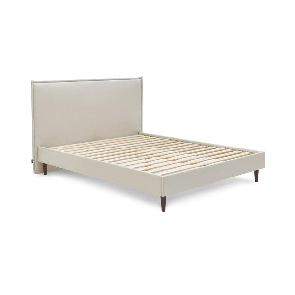 Pat matrimonial 180x200 cm bej tapițat cu somieră Sary – Bobochic Paris