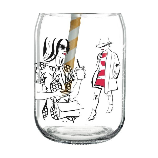 Pahar din sticlă cu pai și capac Ritzenhoff Andrea Arnhold, 450 ml-image-4