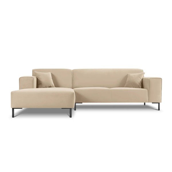 Colțar din catifea cu extensie pe partea stângă Cosmopolitan Design Siena, bej-image-3