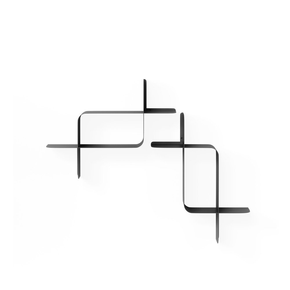 Rafturi negru-mat 2 buc. etajate din otel 62 cm Montage – Umbra