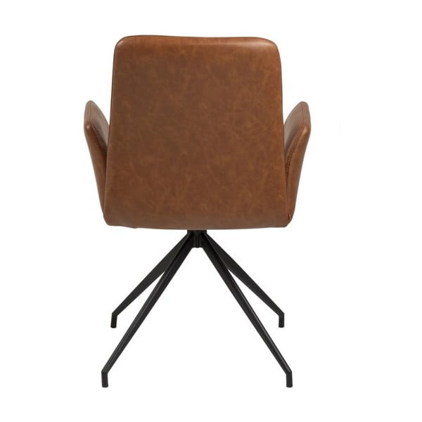 Scaun de sufragerie maro coniac cu cotiere tapițat Naya – Actona-image-3