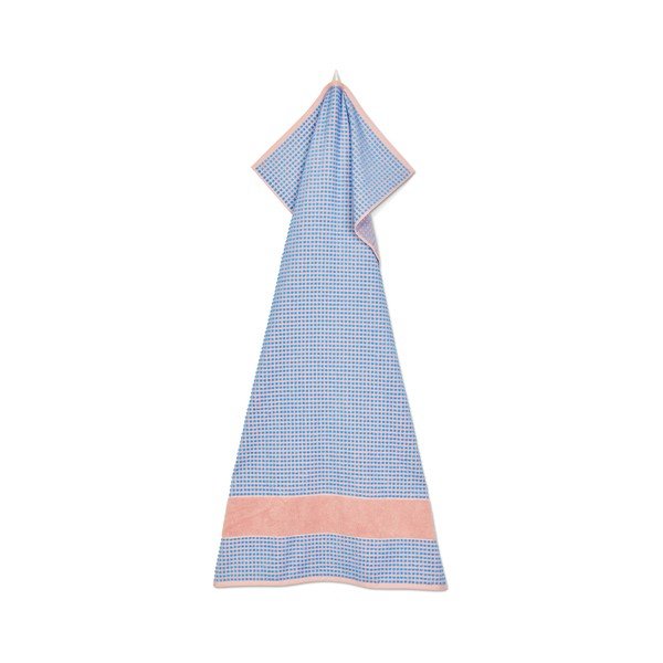 Prosop albastru/roz din bumbac organic din frotir 70x140 cm Check – JUNA-image-3