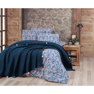 Cuvertură albastru-închis din bumbac pentru pat dublu 200x240 cm – Mila Home