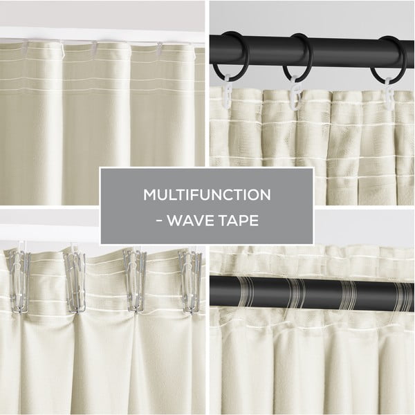 Draperie crem dimout (semi-opacă) din catifea 140x270 cm Pleat – Restilo-image-2