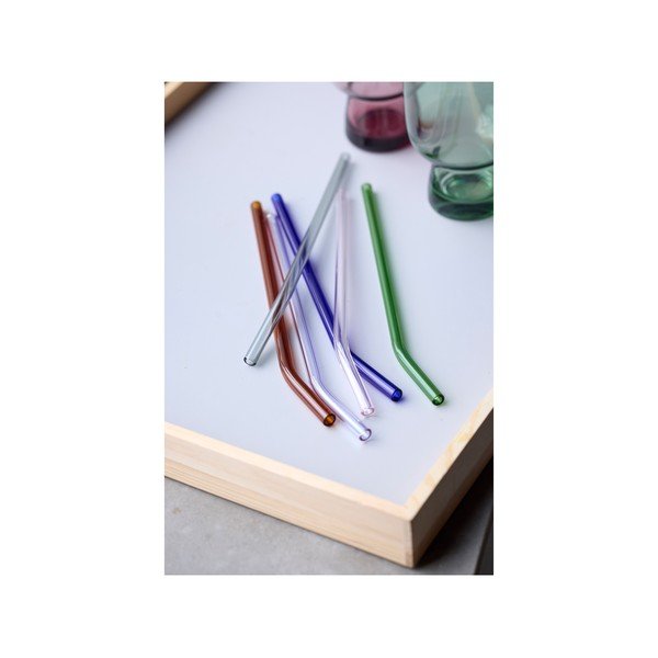 Paie de băut cu perie de curățare 4 buc. din sticlă – Lyngby Glas-image-2