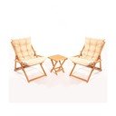 Set mobilier de grădină crem/natural  din lemn   de fag pentru 2 persoane – Floriane Garden