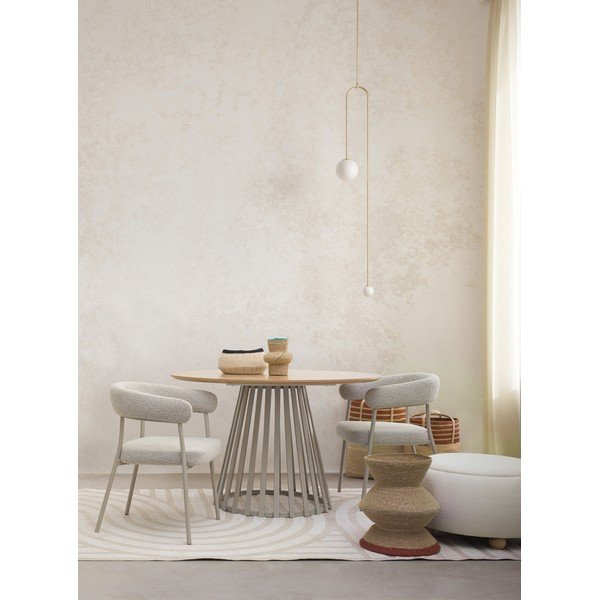 Puf crem cu tapițerie din țesătură bouclé Irisha – Bizzotto-image-1