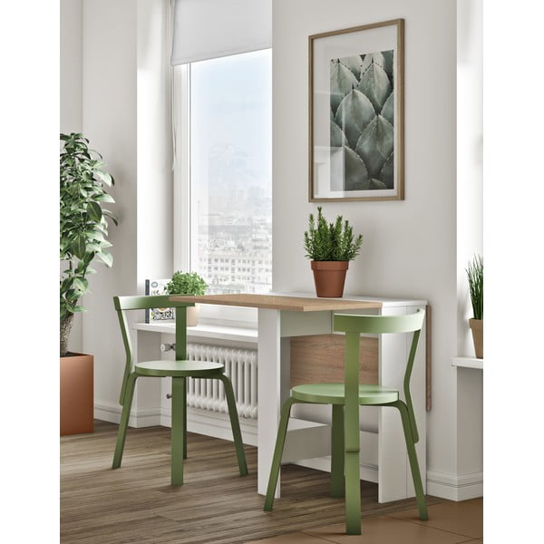 Masă de dining extensibilă cu blat cu aspect de lemn de stejar 76x28 cm Papillon – TemaHome-image-1