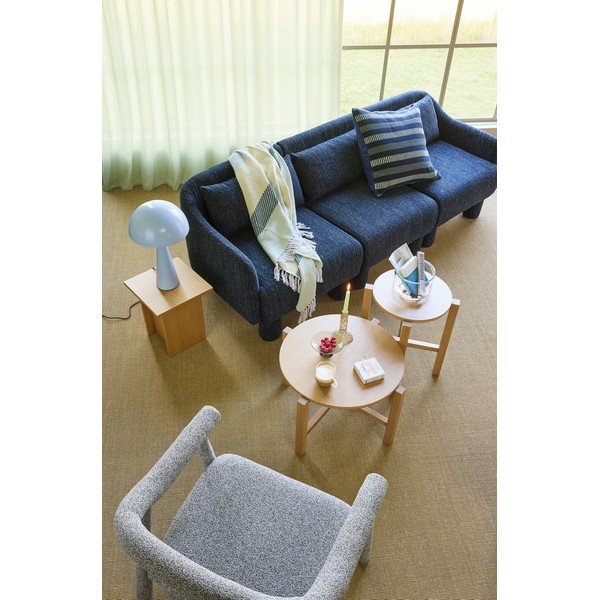 Măsuțe de cafea în culoare naturală 2 buc. rotunde cu aspect de lemn de stejar ø 68 cm Four – Hübsch-image-1
