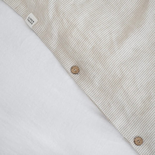 Lenjerie de pat albă/bej din in pentru pat dublu 200x200 cm – Linen Tales-image-3