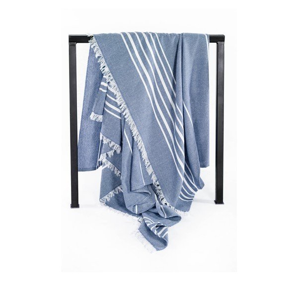 Pătură albastră din bumbac 150x200 cm Solene – Tiseco Home Studio-image-3