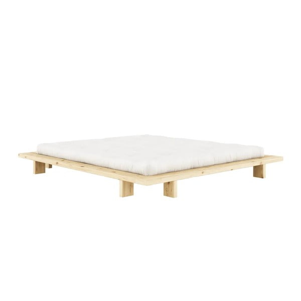 Pat matrimonial în culoare naturală din lemn de pin cu somieră 180x200 cm Japan – Karup Design