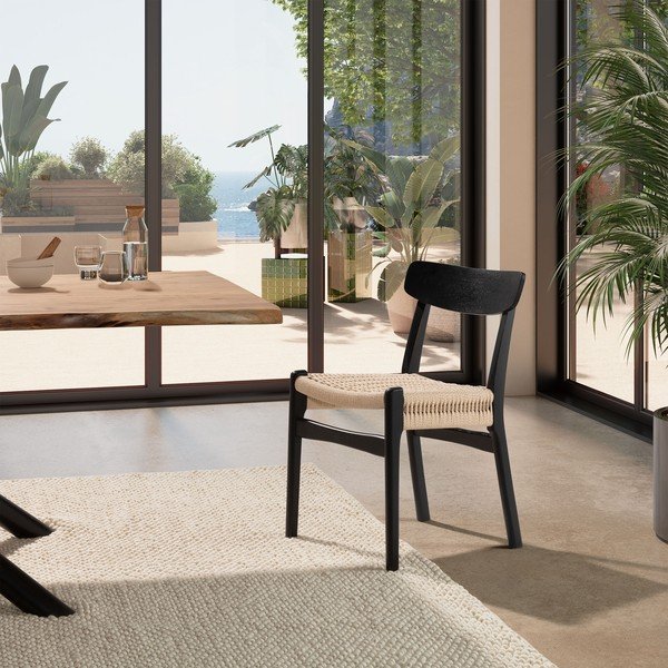 Scaune de dining negre 2 buc. din lemn de arbore de cauciuc Biel – MOME-image-1