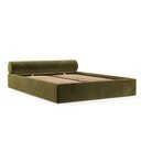 Pat matrimonial verde închis tapițat cu spațiu de depozitare cu somieră 180x200 cm Solvo – Maison de Rêve