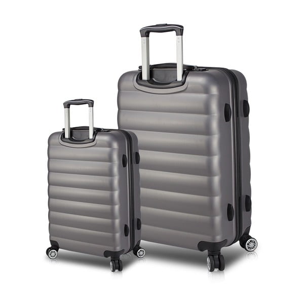 Set 2 valize cu roți și port USB My Valice RESSNO Cabin & Large, gri