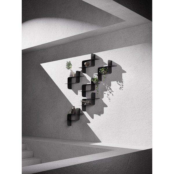 Rafturi negru-mat 2 buc. etajate din oțel 62 cm Montage – Umbra-image-4