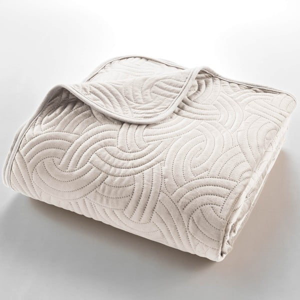 Set cuvertură și față de pernă crem din catifea 240x260 cm Solange – douceur d'intérieur