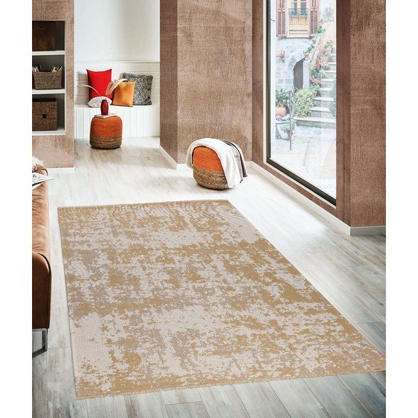Covor din bumbac Oyo home Casa, 75 x 150 cm, galben-bej-image-1