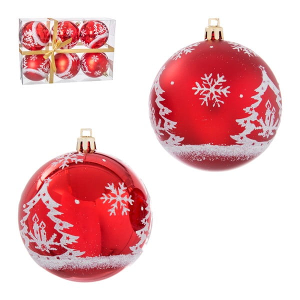 Set 6 decorațiuni de Crăciun Unimasa Snowflake, roșu