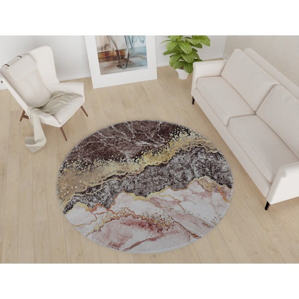 Covor maro/auriu lavabil rotund ø 100 cm – Vitaus-image-1