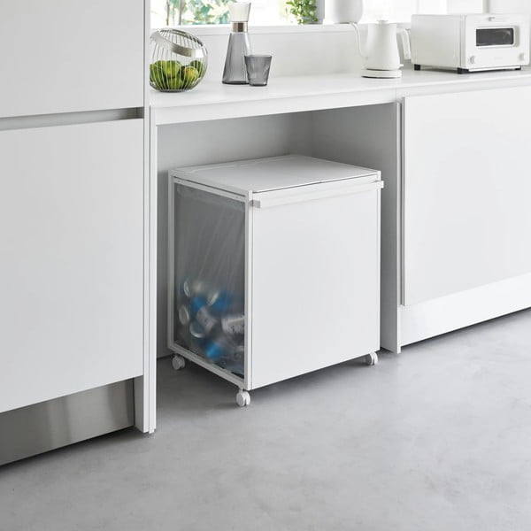 Coș de gunoi alb de reciclat din metal Tower – YAMAZAKI-image-4