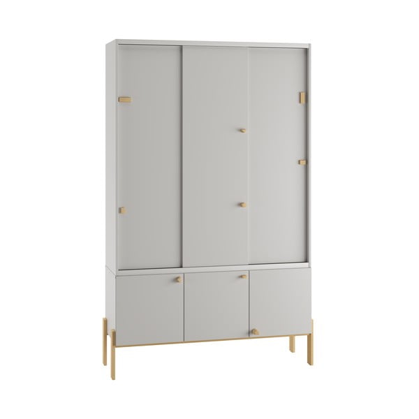 Comodă de copii gri deschis joasă 150x50 cm Cube - Pinio-image-4