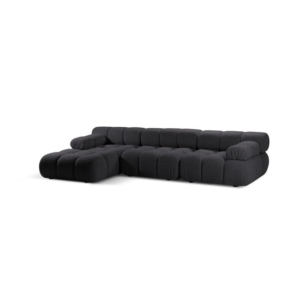 Colțar modular gri antracit cu tapițerie din țesătură bouclé (cu colț pe partea stângă ) Bellis – Micadoni Home-image-3