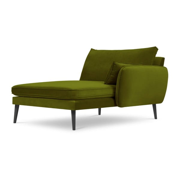 Șezlong cu tapițerie din catifea Kooko Home Lento, colț pe dreapta, verde