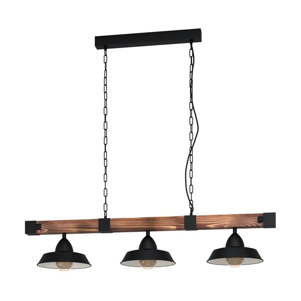 Lustră neagră/în culoare naturală cu abajur din metal OLDBURY – EGLO