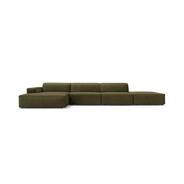 Colțar modular kaki cu tapițerie din catifea (cu colț pe partea stângă/cu șezlong) Jodie – Micadoni -image-3