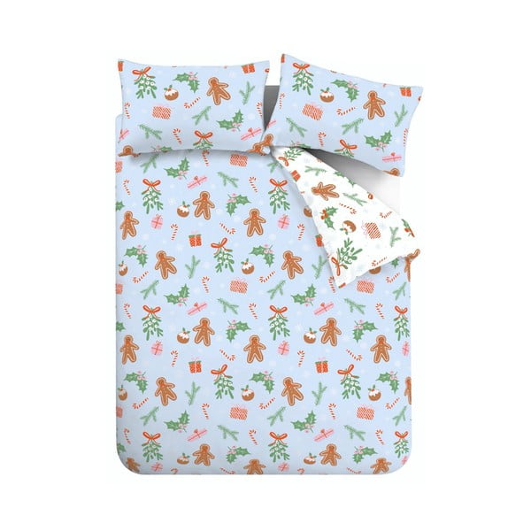 Lenjerie de pat albastră din microfibră pentru pat dublu, extinsă 230x220 cm Gingerbread – Catherine Lansfield