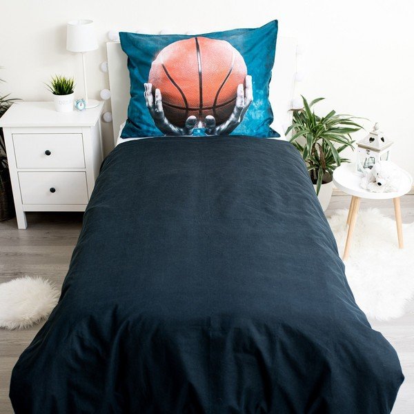Lenjerie de pat pentru copii din bumbac pentru pat de o persoană 140x200 cm Basketball – Jerry Fabrics-image-2