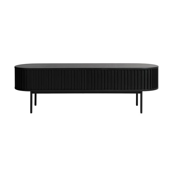 Comodă TV neagră cu aspect de lemn de stejar 48x160 cm Siena – Unique Furniture