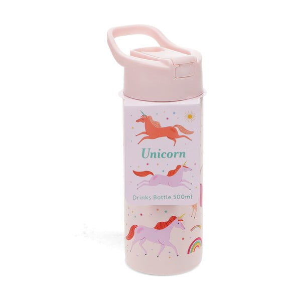 Sticlă pentru copii roz-deschis din oțel inoxidabil 500 ml Unicorn – Rex London-image-3